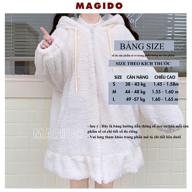 Váy lông dáng xòe ngắn tay dài có mũ đính tai thỏ xinh xắn đáng yêu dễ thương cute bánh bèo - MAGIDO VL01
