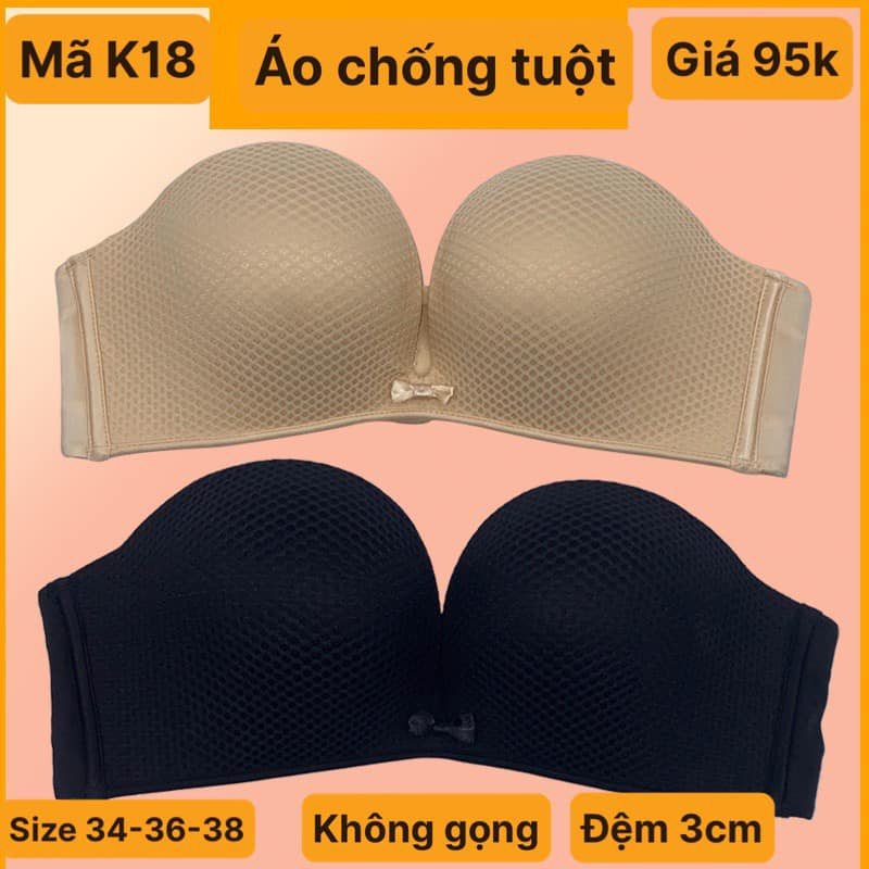 Áo Ngực Không Gọng Nâng Ngực Chống Tuột Dây Vai Có Thể Tháo Dời - K18