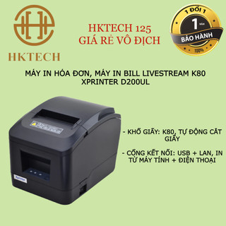 Máy in hóa đơn, in bill chốt đơn livestream xprinter d200ul, usb + lan, máy in bill k80 tự động cgiấy
