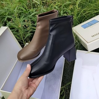 Bốt Nữ Công sở Trơn Cổ Ngắn Khoá Sau Đế 7cm Hàng Đẹp