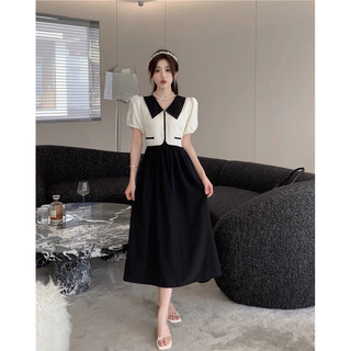 Váy xoè cổ bẻ đen QC 2023 ( Sẵn shop)