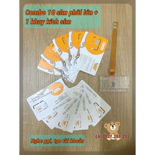 Combo 10 sim vietnamobile phôi lớn + khay sim tạo tài khoản nhận otp