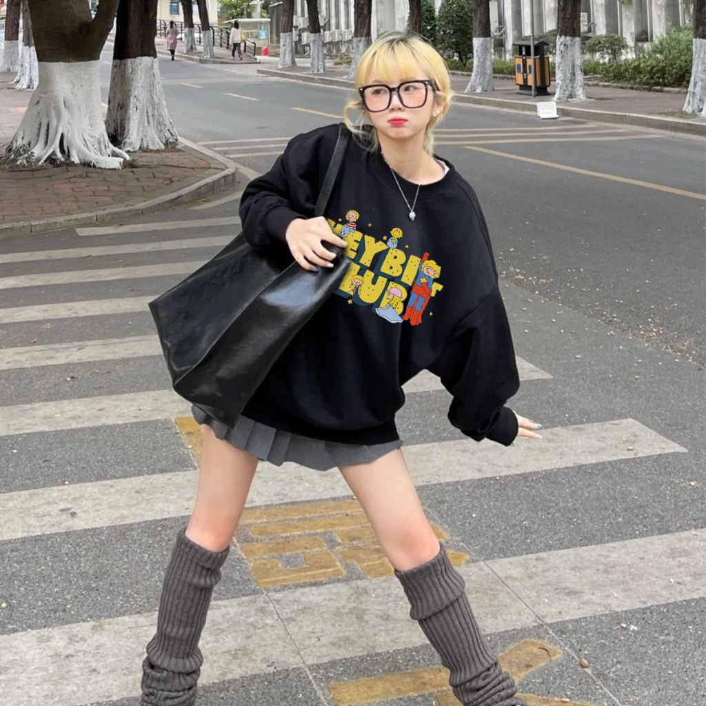 Áo Sweater Dài Tay HS32 Nam Nữ HALEY Unisex Form Rộng Phong Cách Ulzzang Nỉ Bông - Nỉ Lông Cáo Dày Dặn Ấm Áp