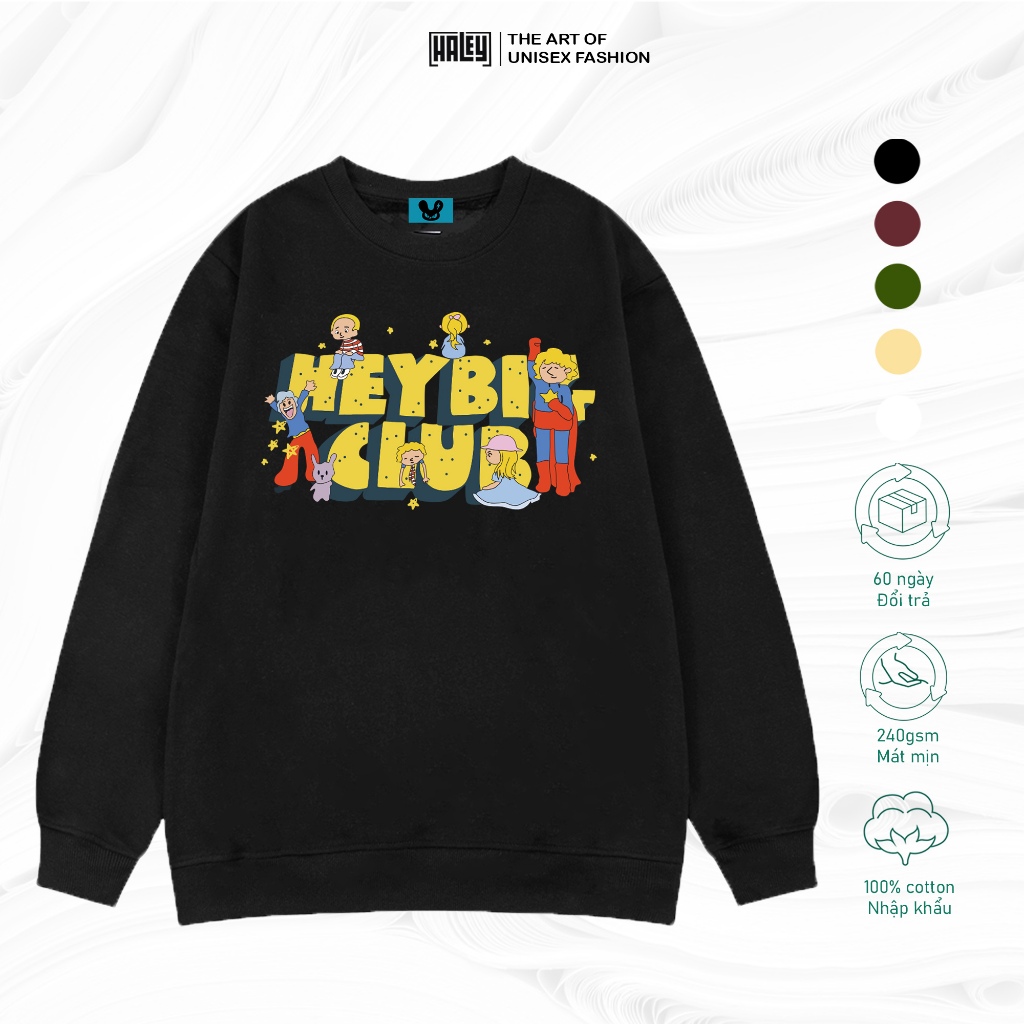 Áo Sweater Dài Tay HS32 Nam Nữ HALEY Unisex Form Rộng Phong Cách Ulzzang Nỉ Bông - Nỉ Lông Cáo Dày Dặn Ấm Áp