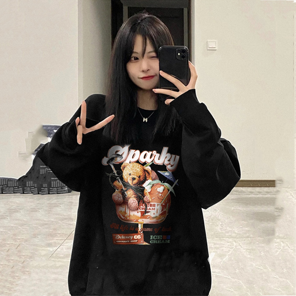 Áo Sweater HD433 Unisex HALEY Nam Nữ Dài Tay Form Rộng SPARKY Phong Cách Ulzzang Chất Vải Nỉ Bông Ấm Áp