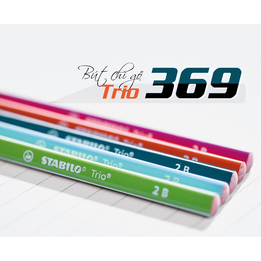 Bộ 10 bút chì gỗ STABILO Trio 369 2B thân tam giác