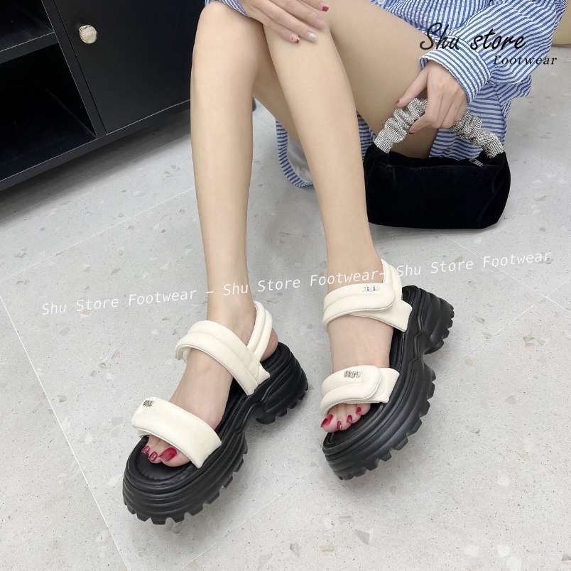 Xăng đan bánh mì Shu Store quai dán đế độn cao 5cm đi học đi chơi đều xinh thời trang xinh xắn