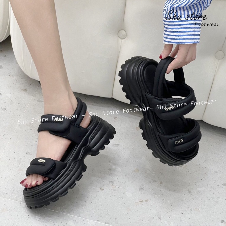 Xăng đan bánh mì Shu Store quai dán đế độn cao 5cm đi học đi chơi đều xinh thời trang xinh xắn