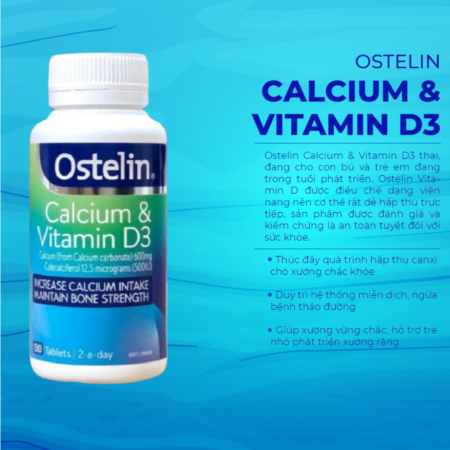 Canxi bầu Ostelin Úc bổ sung Calcium & Vitamin D3 130 viên