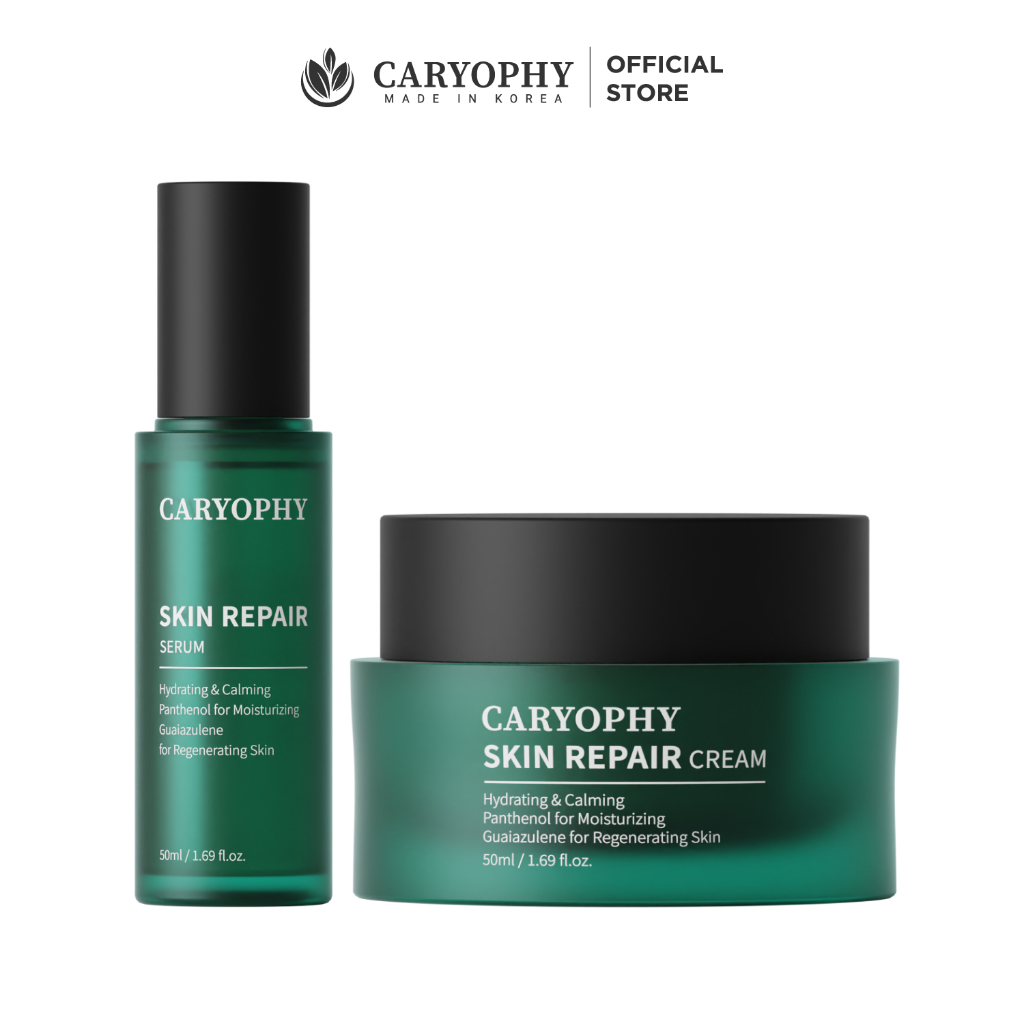 Combo 2 bước cấp ẩm & phục hồi chuyên sâu Caryophy Skin Repair (Serum và Kem dưỡng)