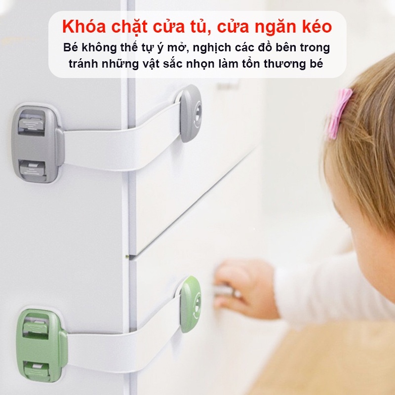 Khoá tủ lạnh, khoá ngăn kéo an toàn cho bé Looktosee chất liệu nhựa ABS cao cấp IQ Kao