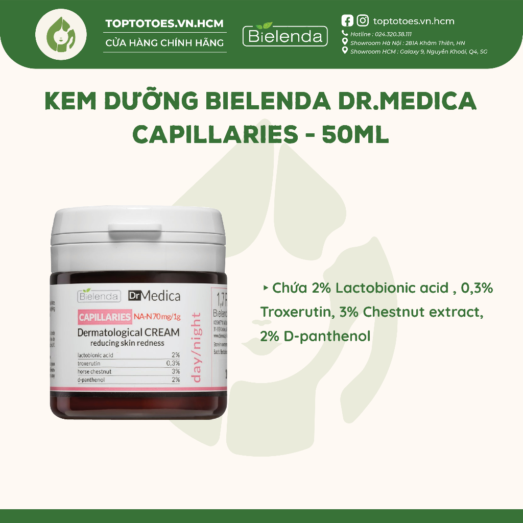 Kem dưỡng Bielenda Dr Medica Capillaries giảm đỏ, giãn mao mạch