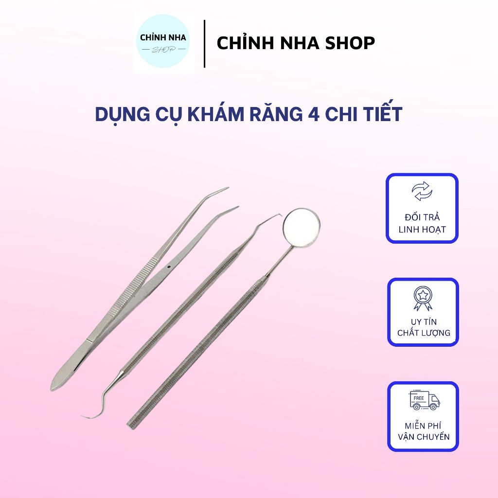 Bộ khám nha khoa 4 chi tiết vệ sinh răng miệng chuyên dụng