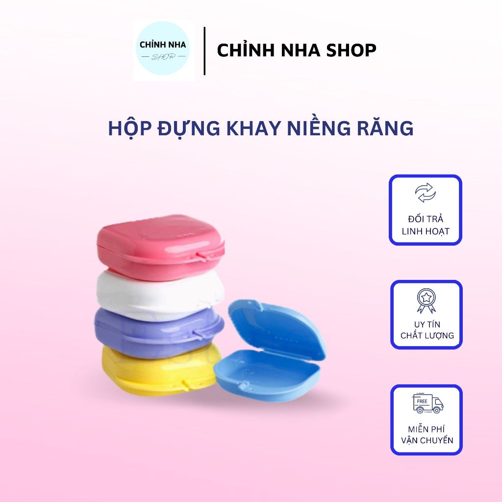 Hộp đựng khay niềng răng, hàm duy trì, chỉnh nha, máng nha khoa tiện lợi nhiều màu