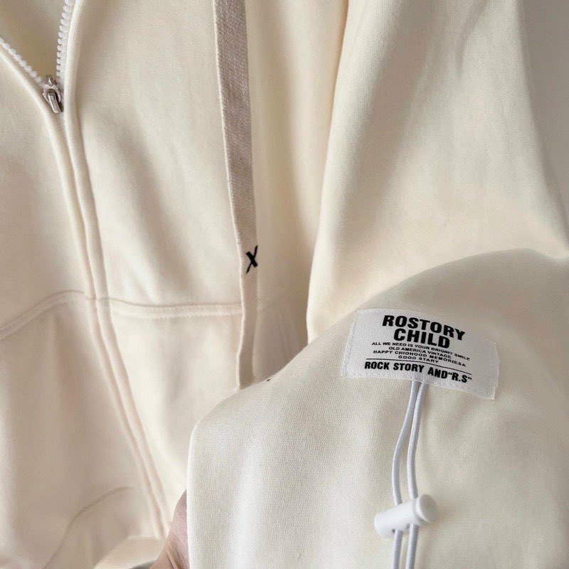 Áo khoác Local Brand dây kéo nam nữ unisex Tag Thêu ROSTORY CHILD