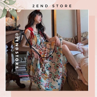 Váy maxi hoa 2ENDSTORE dập ly nhăn (NEW-IN 2023)