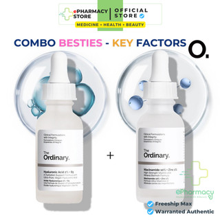 COMBO The Ordinary Niacinamide 10% + Zinc 1% 30ml và Hyaluronic Acid 2% + B5 30ml - COMBO cấp ẩm & phục hồi