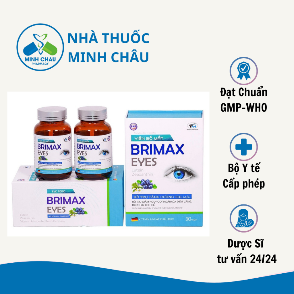 ✅[Chính hãng] Viên Bổ Mắt Brimax Eyes Tăng Cường Thị Lực Hộp 30 Viên