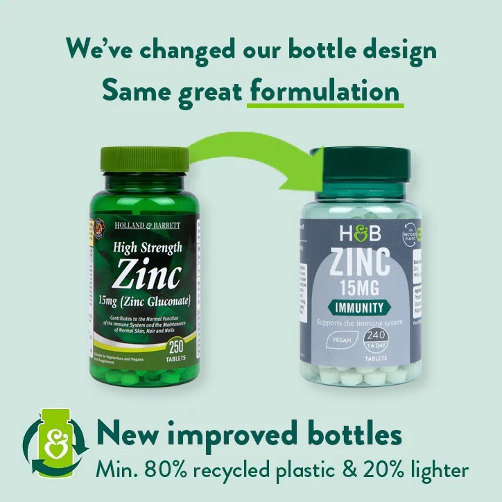 Viên bổ sung kẽm Holland & Barrett High Strength Zinc 15mg 100 viên giảm mụn tăng sức đề kháng