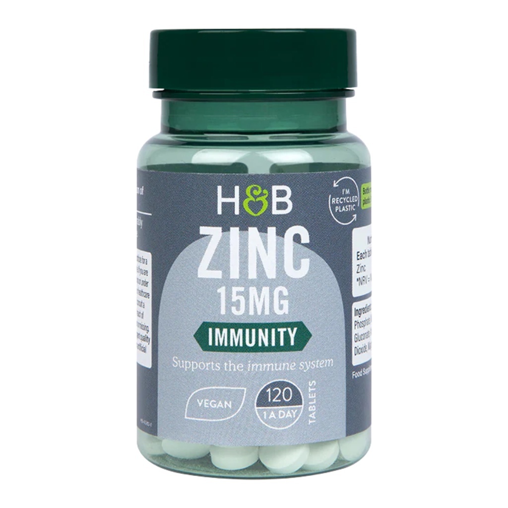 Viên bổ sung kẽm Holland & Barrett High Strength Zinc 15mg 100 viên giảm mụn tăng sức đề kháng