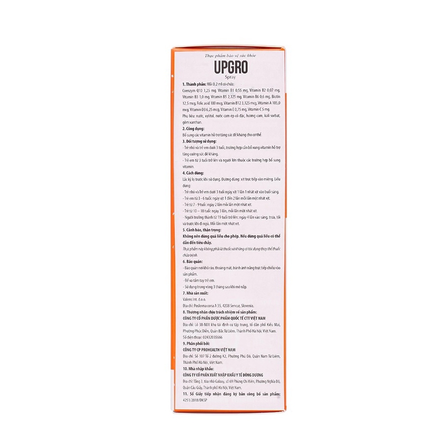 Xịt Upgro Spray - Bổ Sung Vitamin Tổng Hợp Dạng Xịt Cho Bé (Chai 25ml)