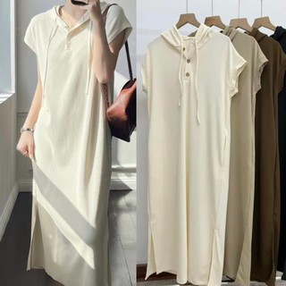 Váy suông chất nỉ tăm dáng dài có mũ - 247store- Vaysuongtam489_P3K1