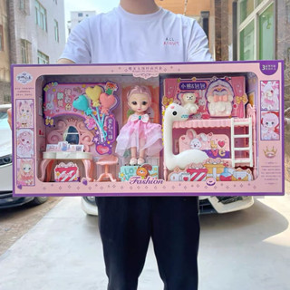 Bộ đồ chơi ngôi nhà búp bê Barbie có bàn trang điểm cỡ lớn,Búp bê chở xe bán kem xinh đẹp cho bé gái