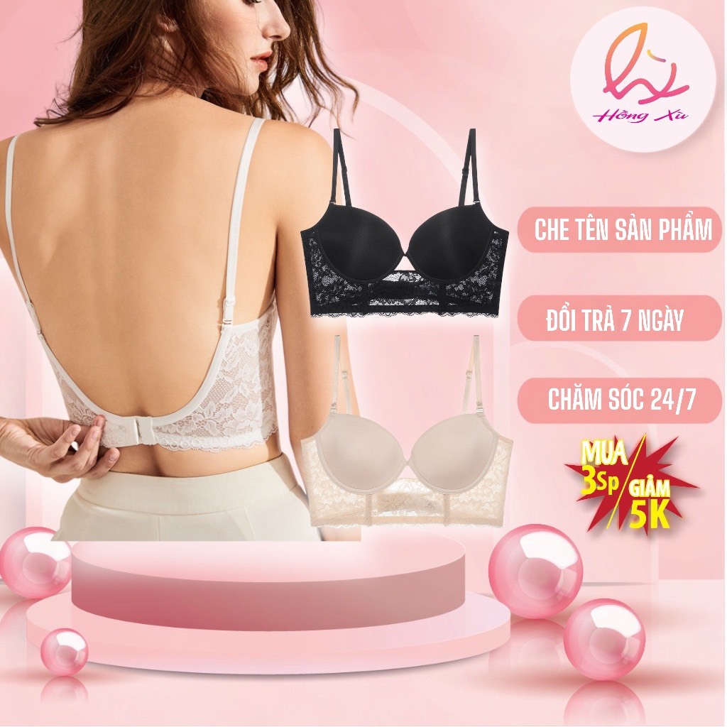 Áo Ngực Đệm Dày Chữ U Mặc Đầm Hở Lưng Hở Ngực Sâu [Hồng Xù]