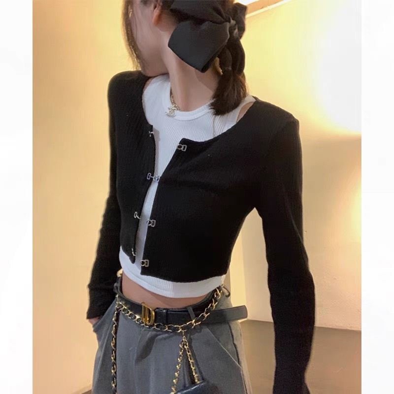 | Ảnh Thật | Set Áo Croptop Móc Cài Mùa Hè RANSHI Áo Khoác Dài Tay  Chất Mặc Mát Siêu Cá Tính