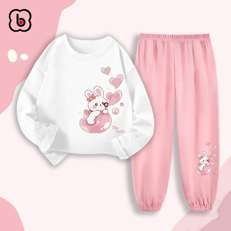 Bộ thu đông dài tay cho bé gái BabyloveGO 2024 đồ bộ cho bé chất thun cotton mềm mịn thoáng mát BDRB36