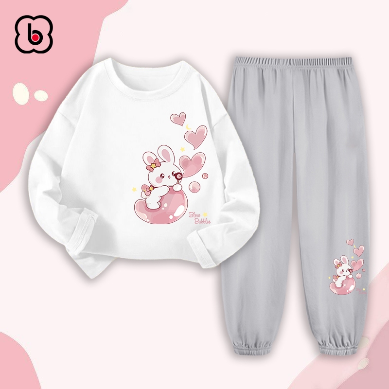 Bộ thu đông dài tay cho bé gái BabyloveGO 2024 đồ bộ cho bé chất thun cotton mềm mịn thoáng mát BDRB36