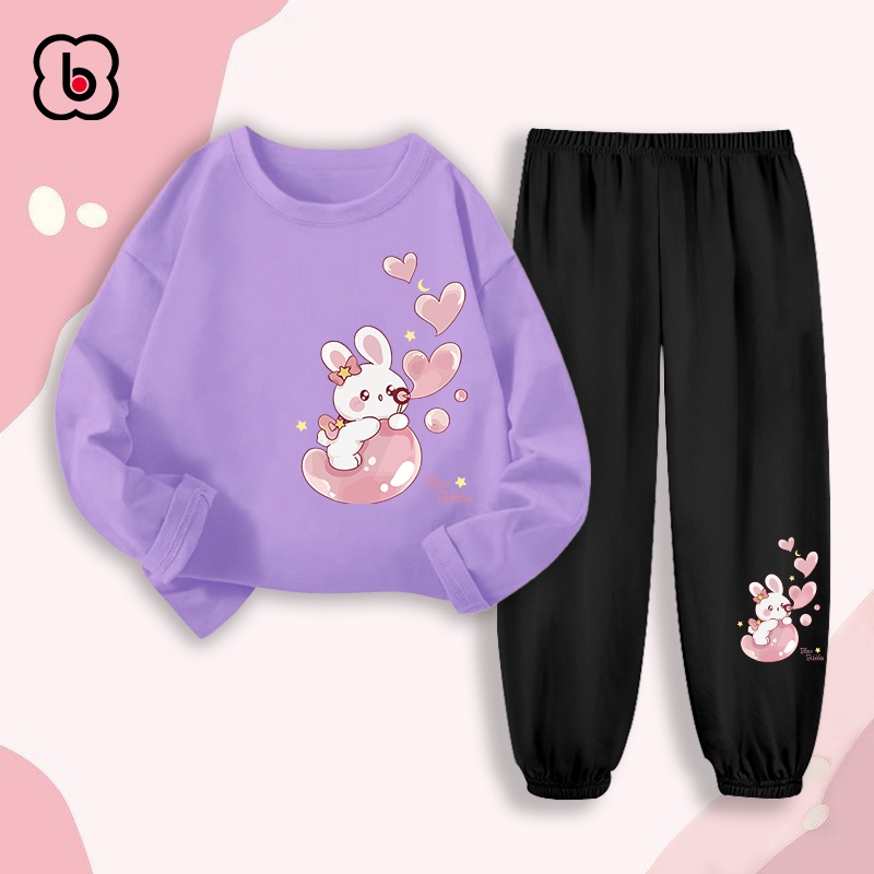 Bộ thu đông dài tay cho bé gái BabyloveGO 2024 đồ bộ cho bé chất thun cotton mềm mịn thoáng mát BDRB36