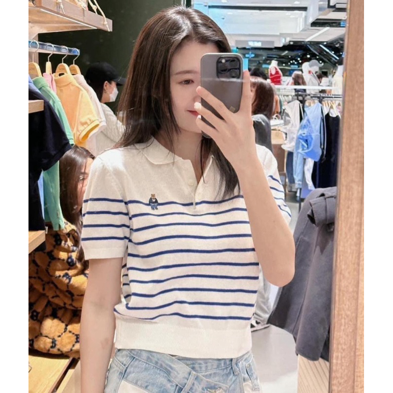 Áo polo len cộc gấu Whoau chuẩn authentic