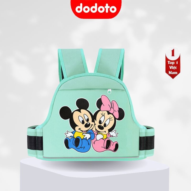 Đai đi xe máy cho bé 1-10 tuổi dodoto, đeo vai, thắt lưng, đai giữ bé ngồi xe máy xanh chuột mickey