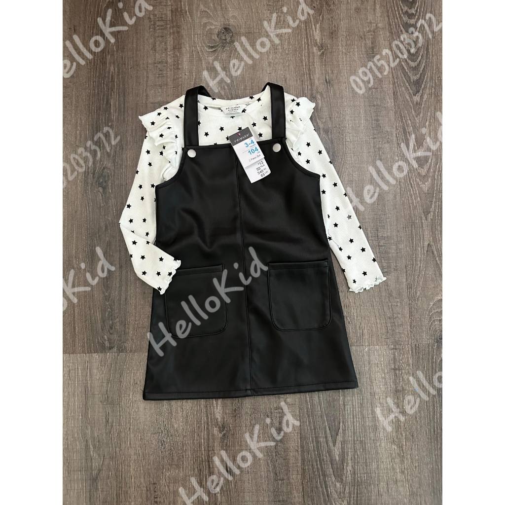 Set váy da kèm áo thun gân sao bé gái