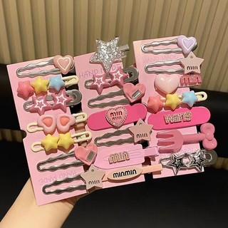 Set 7 Kẹp Tóc Nữ Jussy Official Đính Icon Màu Hồng Dễ Thương Giao Mẩu Ngẫu Nhiên Chất Inox Không Gỉ