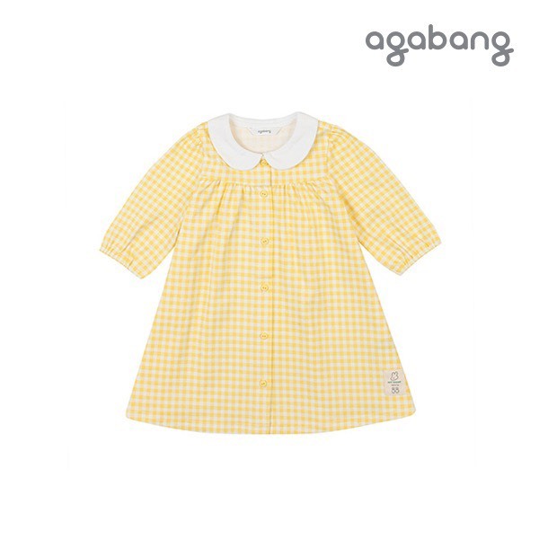 Đầm thu tay lỡ caro vàng cho bé gái 8-17kg