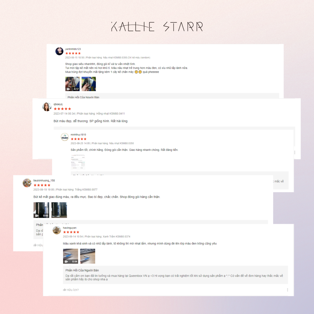 KALLIE STARR Bút Kẻ Mắt Nhiều Màu Không Lem Không Trôi Phù Hợp Với Mọi Phong Cách