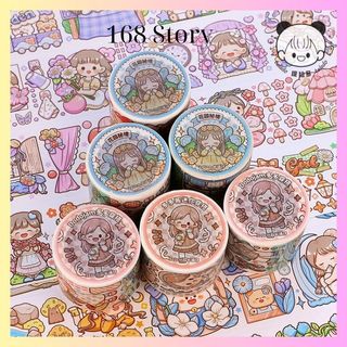 Cuộn sticker cute tròn dài 3 mét trang trí sổ
