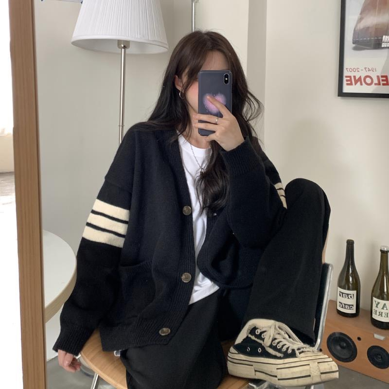 Áo khoác cadigan Thom phối 3 sọc tay siêu xinh phong cach vintage nhẹ nhàng | BigBuy360 - bigbuy360.vn