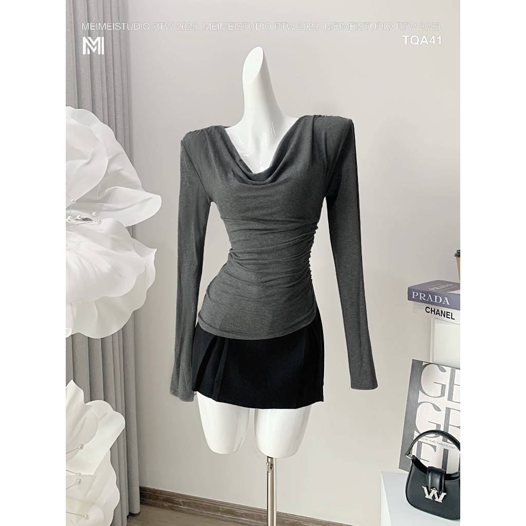 Áo thun chéo dúm tà chéo, vải co giãn thoải mái, dễ mix đồ mặc đi chơi, đi làm | TQA41