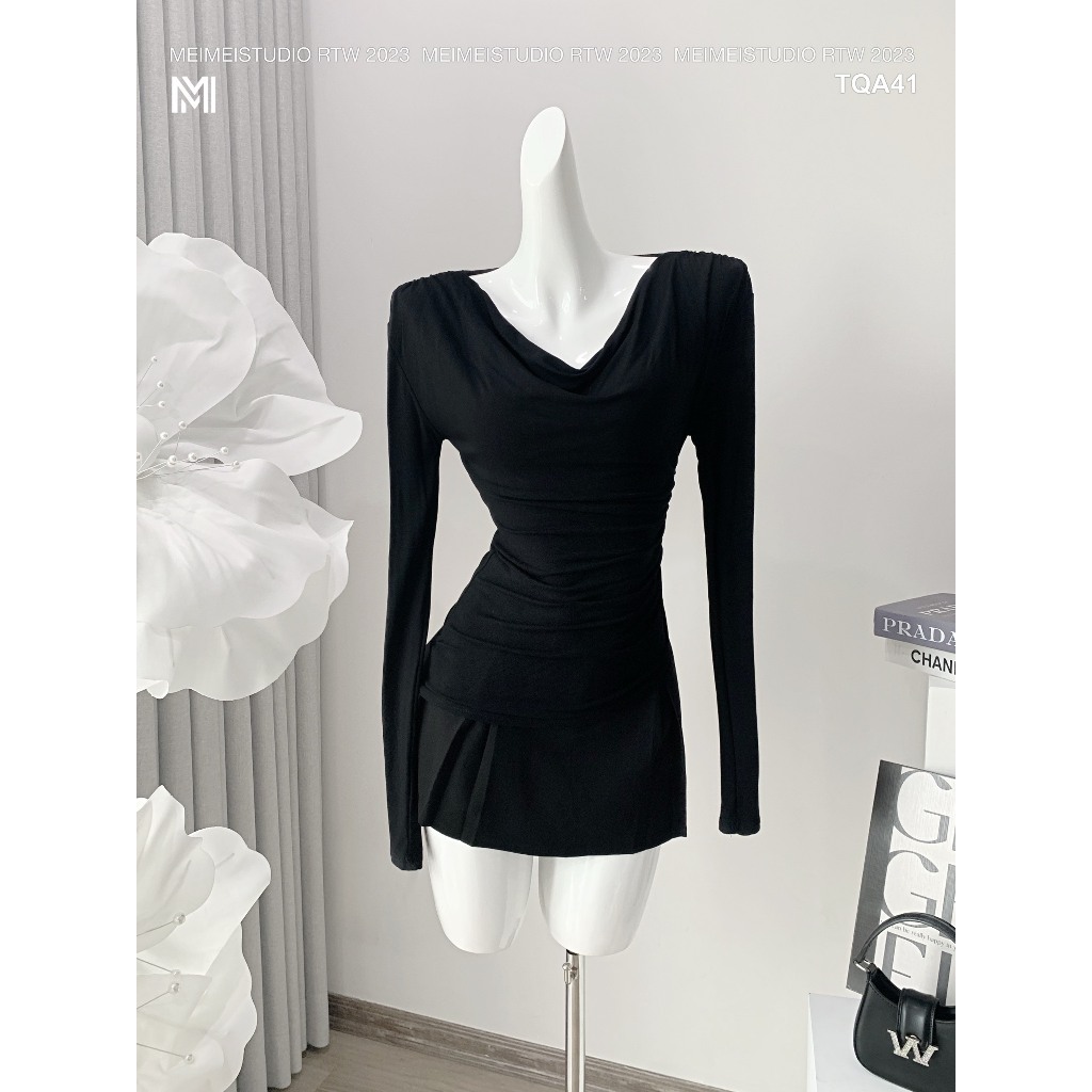 Áo thun chéo dúm tà chéo, vải co giãn thoải mái, dễ mix đồ mặc đi chơi, đi làm | TQA41