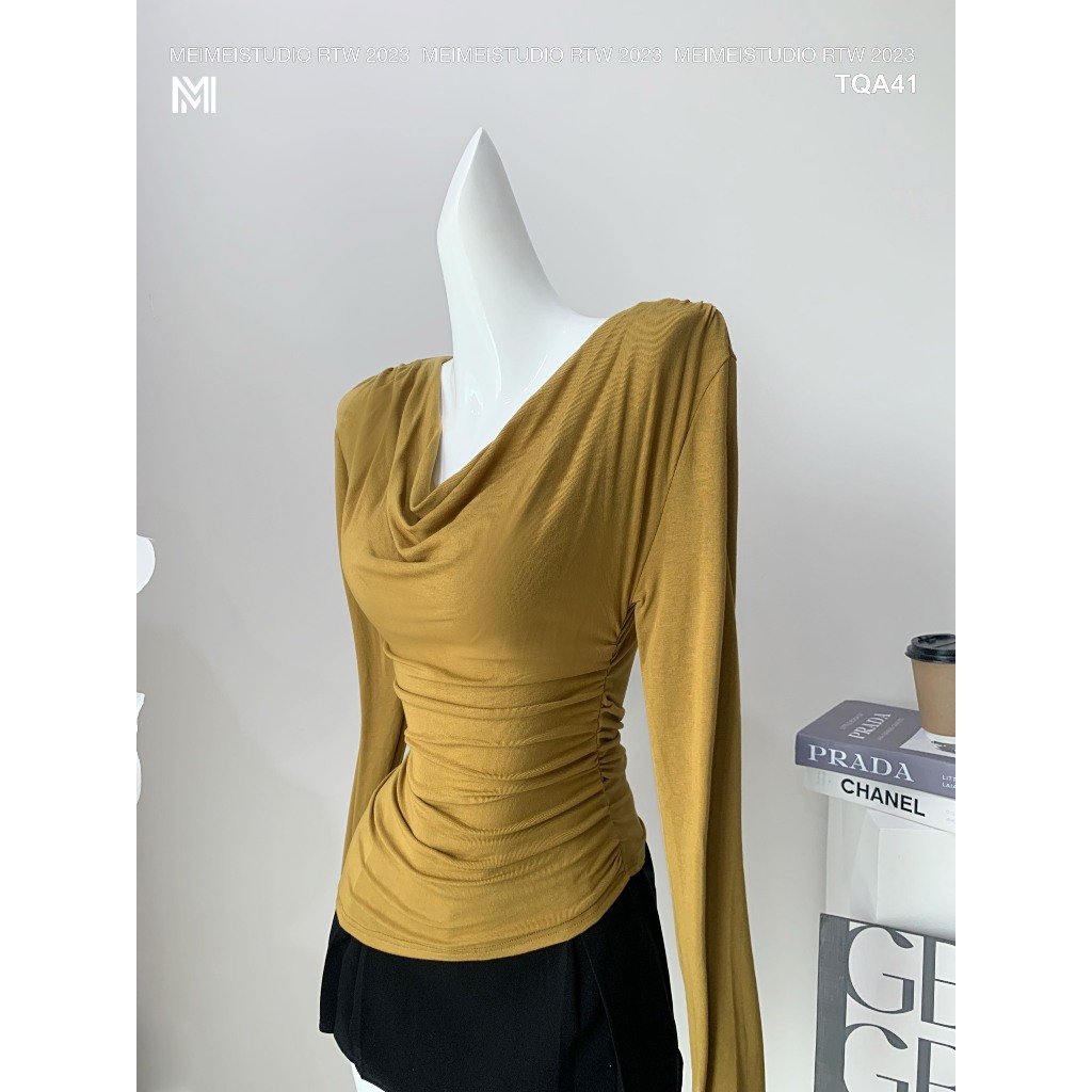 Áo thun chéo dúm tà chéo, vải co giãn thoải mái, dễ mix đồ mặc đi chơi, đi làm | TQA41