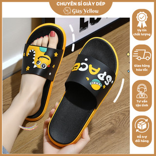 ( HOT+ NEW )Dép nữ 💖ẢNH SHOP CHỤP 💖 dép khủng long hình vẽ ngộ nghĩnh đế siêu êm ( 2 màu)