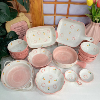 Bộ bát đĩa gốm sứ decor, bát ăn cơm, bát ăn chè, chén dĩa dễ thương thỏ cà rốt xinh yêu gốm sứ nhật minh