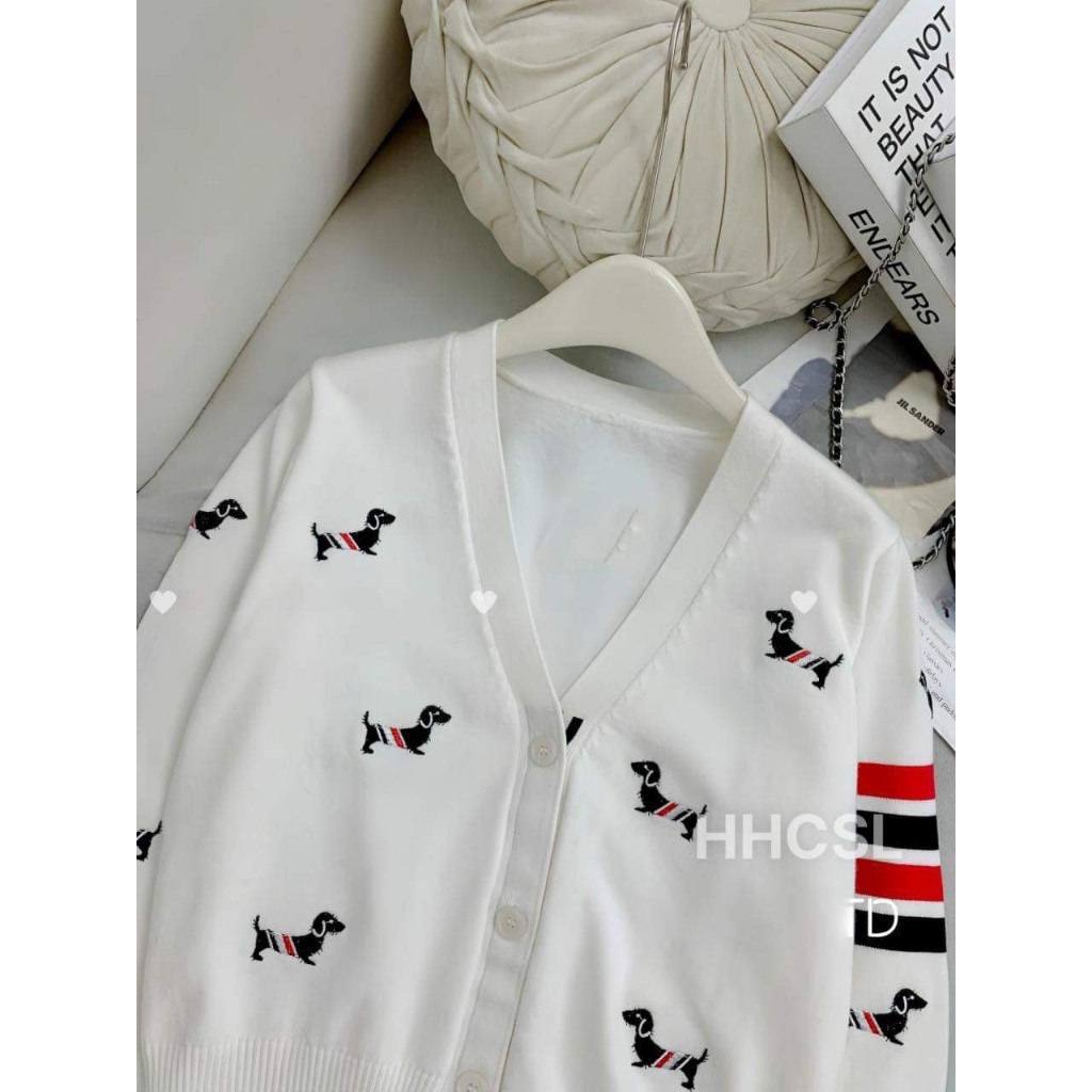 Áo khoác Cardigan Thome họa tiết 4 sọc tay áo cao cấp cho nam nữ