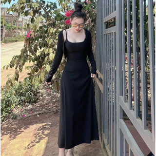 Đầm hai dây kèm áo khoát,set đầm hai dây, set 2 món thời trang ,set đầm bigsize