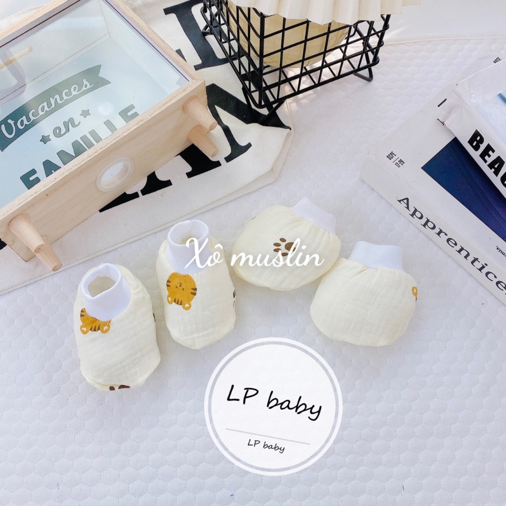 Sét bao tay bao chân MUSLIN MỀM MẠI cho bé BT4