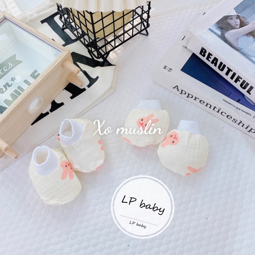 Sét bao tay bao chân MUSLIN MỀM MẠI cho bé BT4