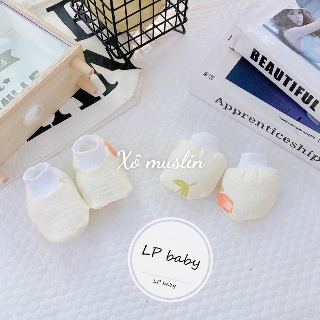 Sét bao tay bao chân MUSLIN MỀM MẠI cho bé BT4